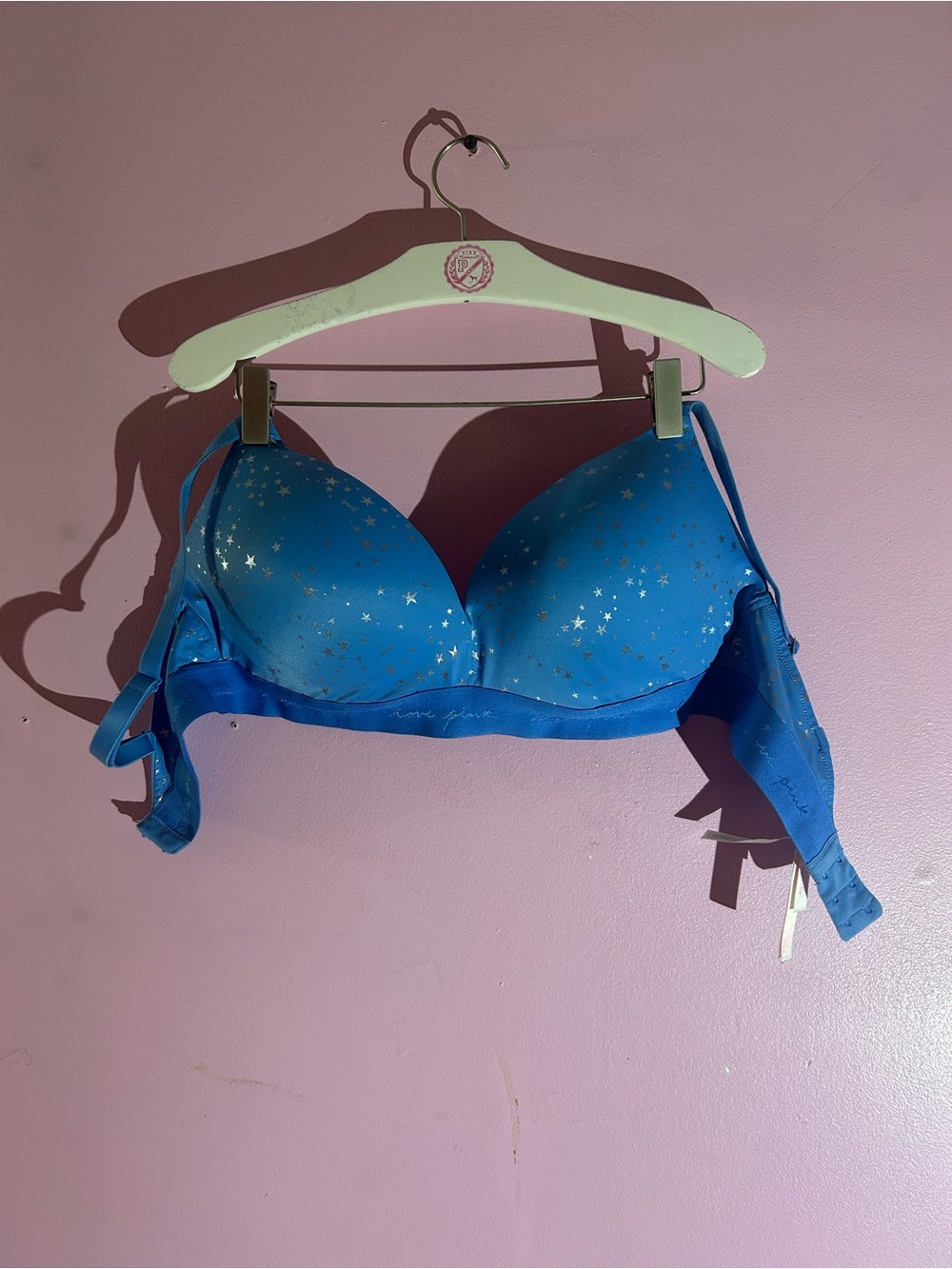 Victoria's Secret Blue Star-Print Push-Up Bra with Metallic Accents